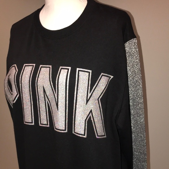 VS PINK Glimmer Bling Crew Sweatshirt - Picture 3 of 8